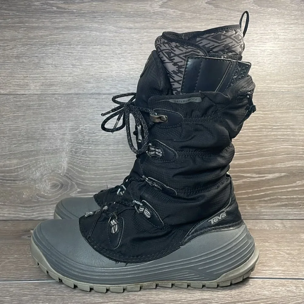 Teva Jordanelle Thinsulate -25f Waterproof Black Gray Women’s Sz 7 Winter Boots